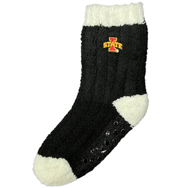 TCK Women's I-State Black & White Fuzzy Socks